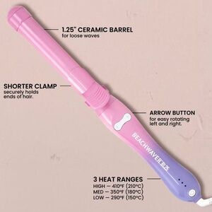 Beachwaver B1.25 Curling Iron in Pink and Purple